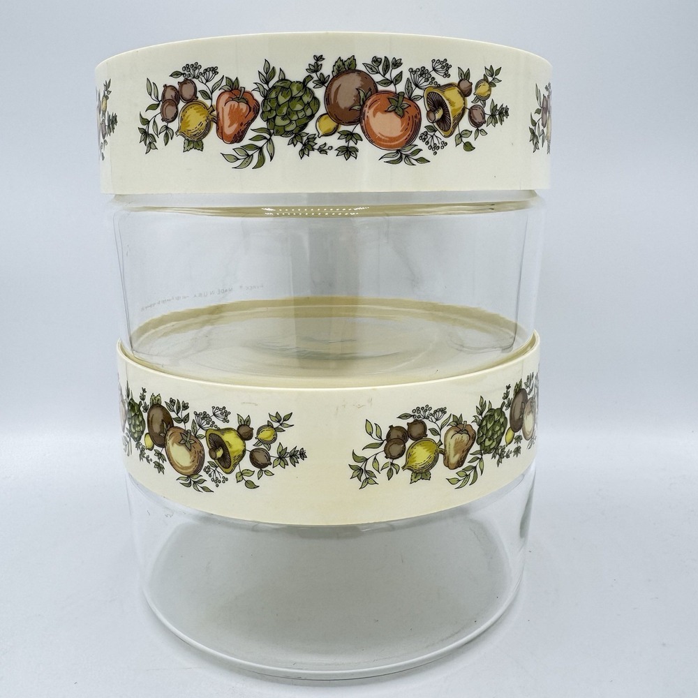 Vintage Pyrex Spice of Life See N' Store Glass Canisters Stack Storage Kitchen